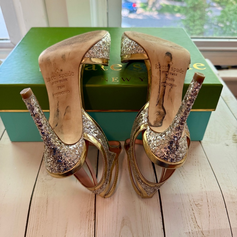 Kate Spade | Gold Glitter Heels - Picture 8 of 8